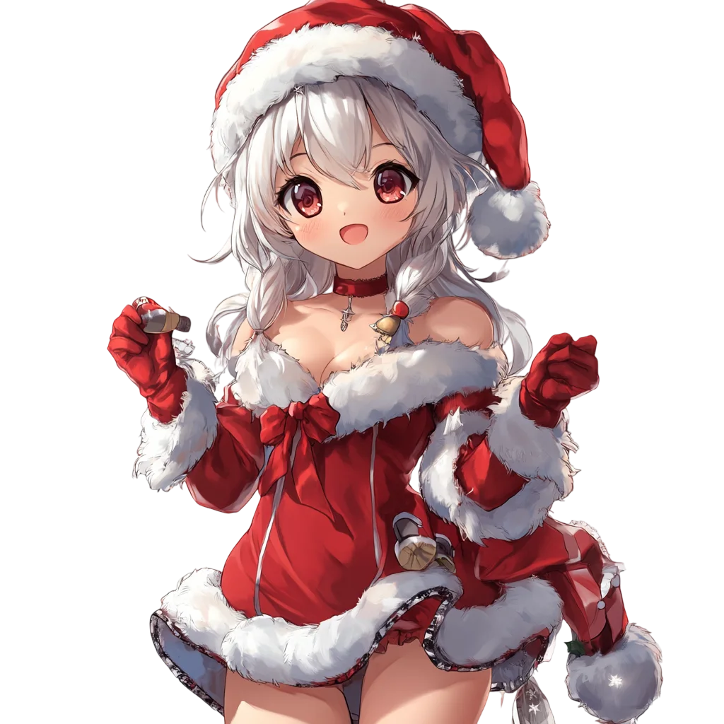 Cute Chibi Christmas Santa Girl Free PNG