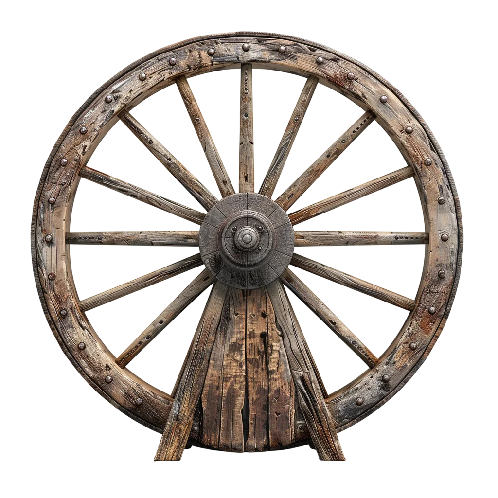 Vintage Wooden Wagon Wheel Furniture PNG