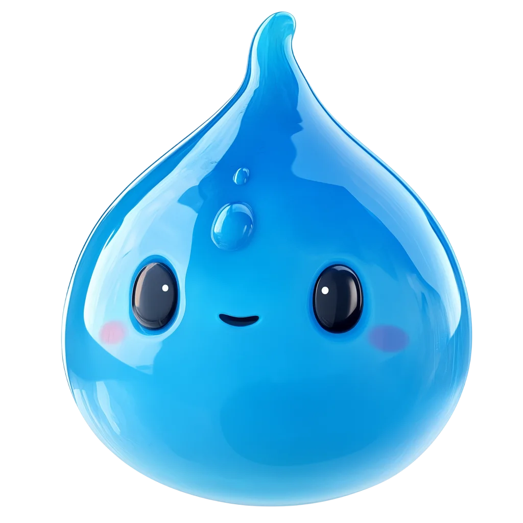 Cute Blue Water Droplet Character Free PNG
