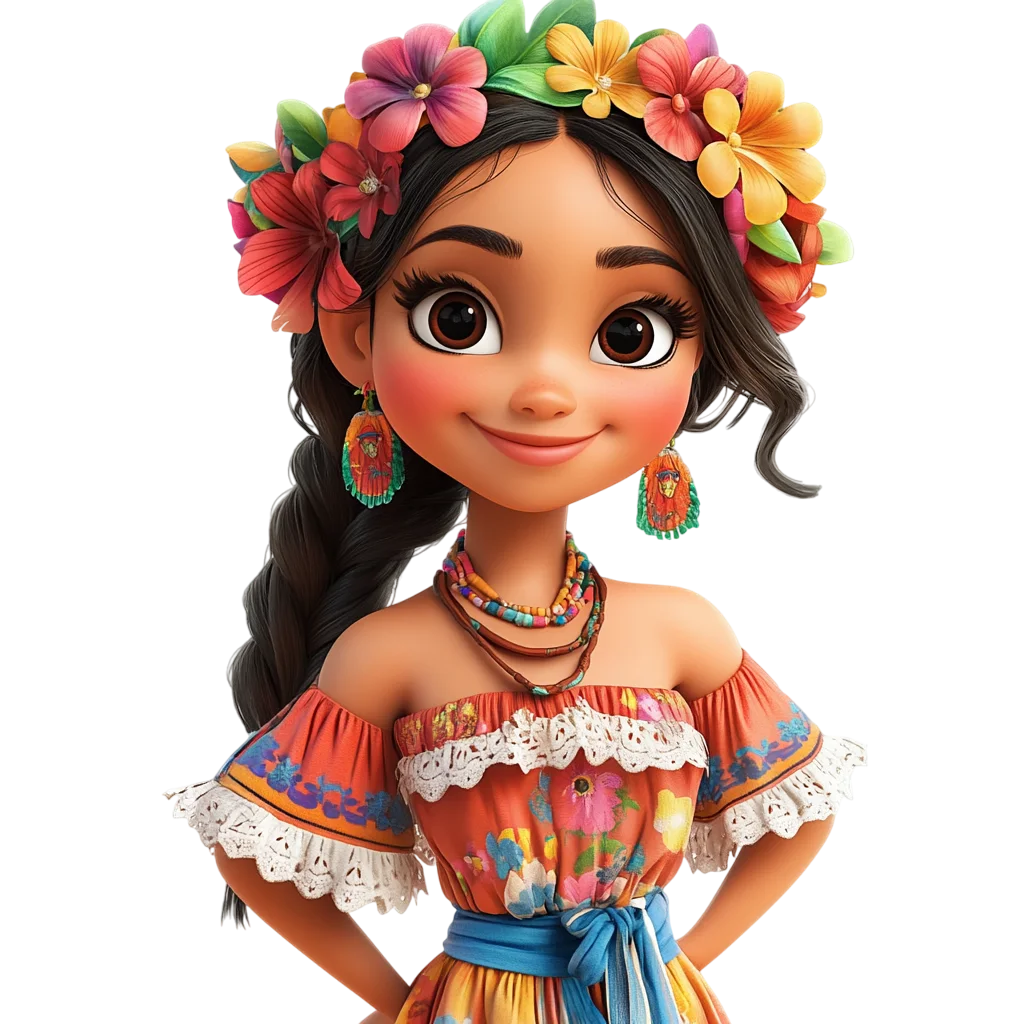 Smiling Girl with a Flower Crown Free PNG