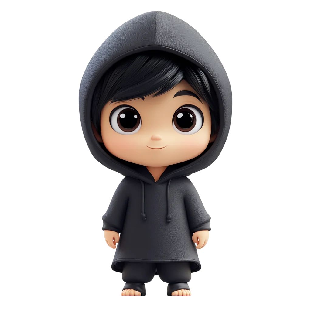 Cute Hooded Chibi Child Character Free PNG