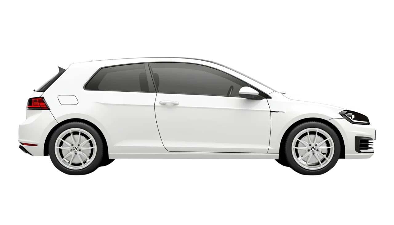 White Hatchback Car in Side Profile Free PNG