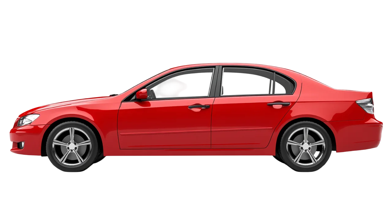 Red Sedan in Side Profile Free PNG