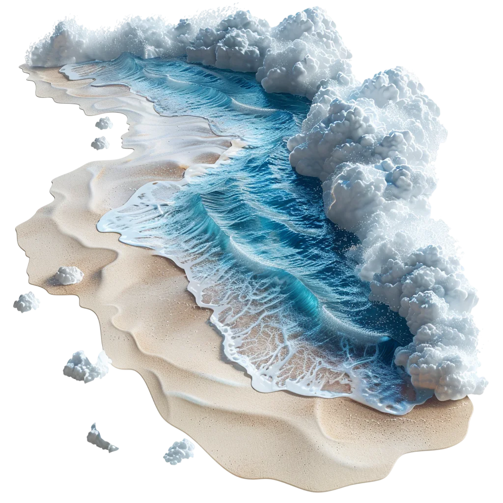 Miniature Sandy Beach Coast Ocean Waves Free PNG