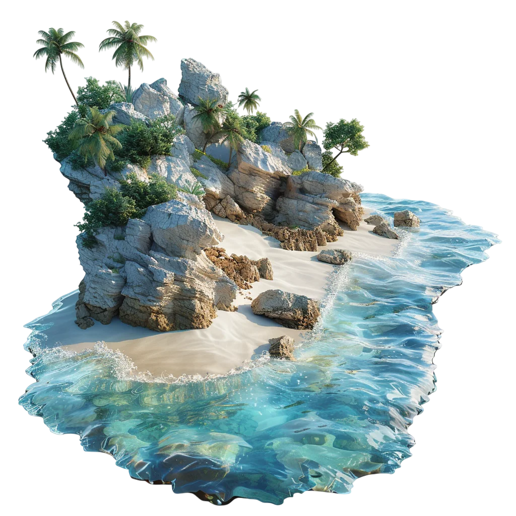 Miniature Tropical Island Sand Shore Free PNG