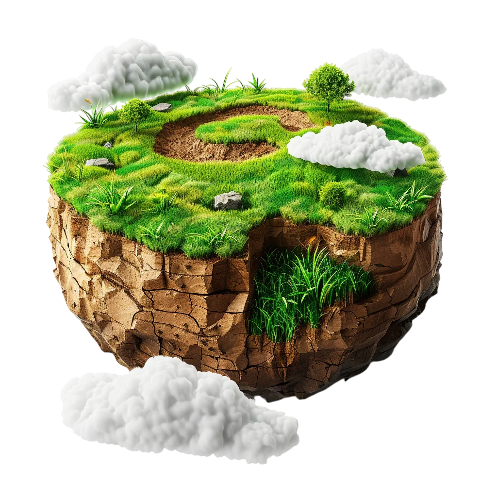 Floating Fantasy Green Island Rock Cliff Free PNG