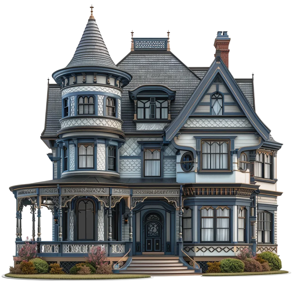Grand Antique Victorian Manor House Isolated Free PNG