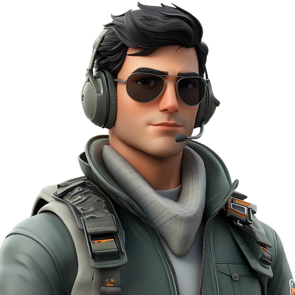 Cool 3D Aviator Pilot Character Soldier Free PNG