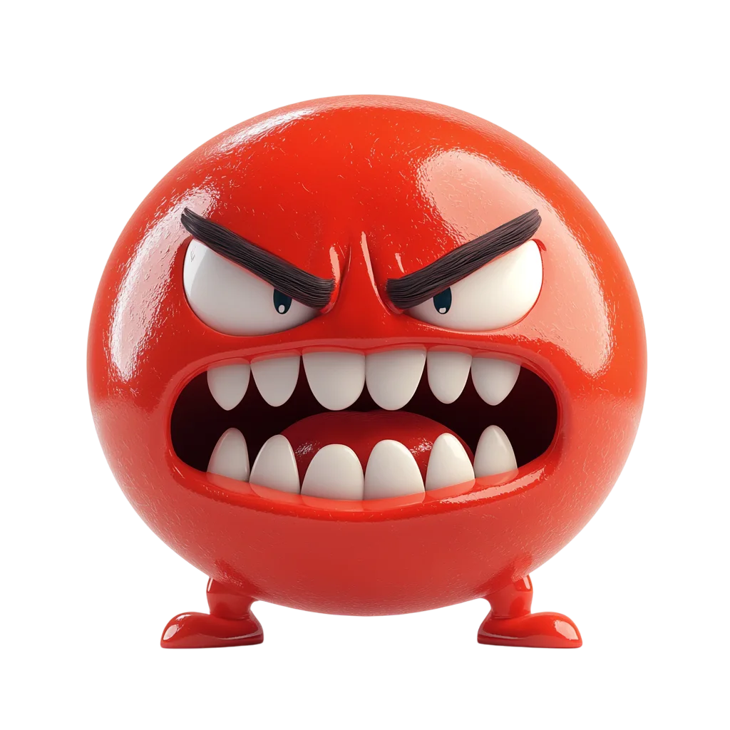 Angry Red 3D Emoji Face Ball Isolated Free PNG