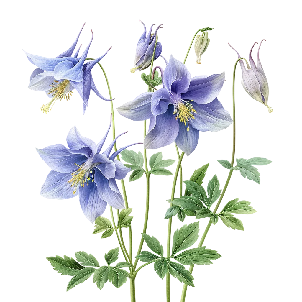 Blooming Purple Columbine Wildflowers Free PNG