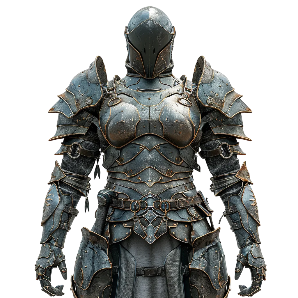 Dark Fantasy Knight Armor Standing Figure Free PNG