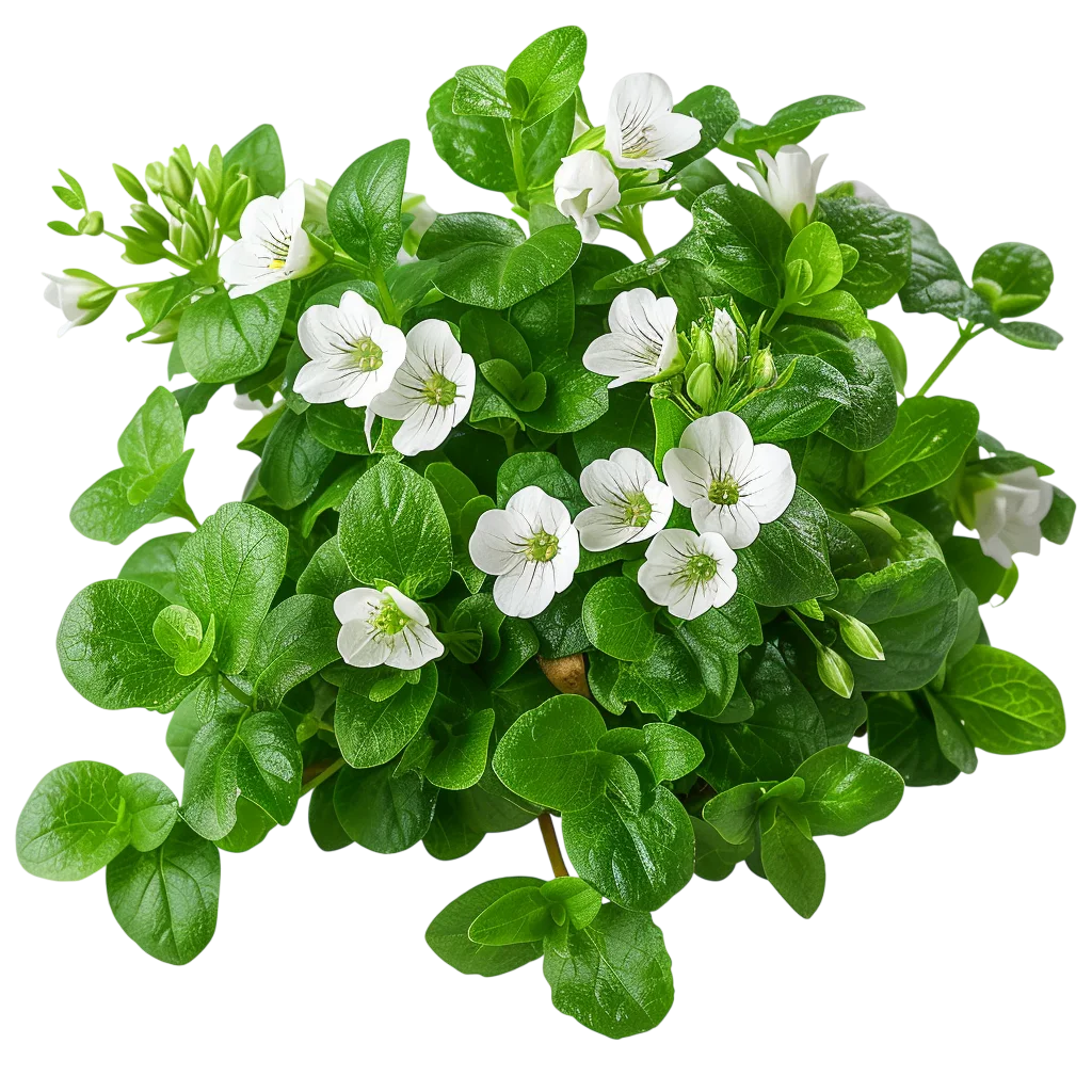 Blooming White Watercress Foliage Bush Free PNG