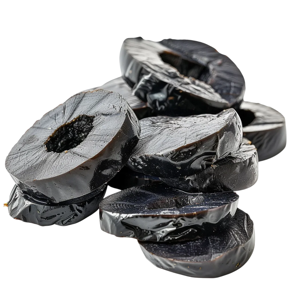Sliced Ripe Black Olive Rings Pile Free PNG