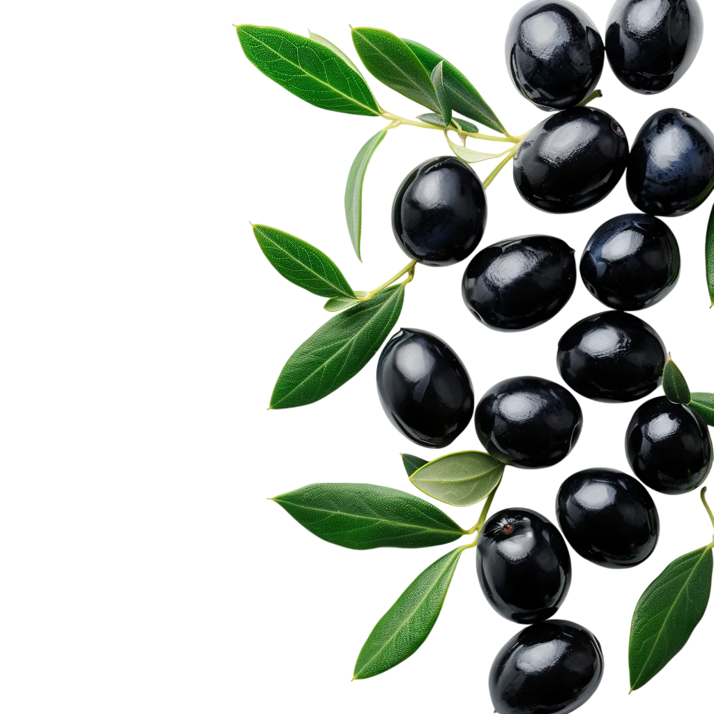 Fresh Black Olives Branch with Leaves Free PNG