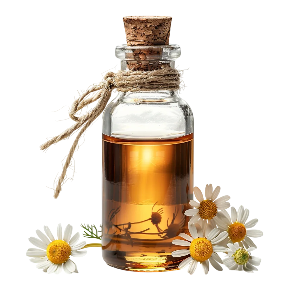 Chamomile Essential Oil Glass Bottle Free PNG