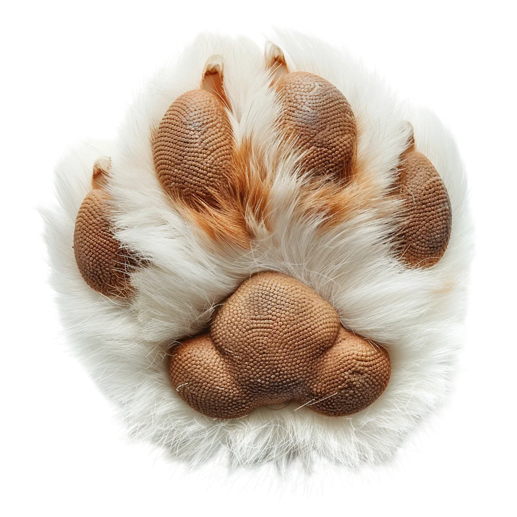 Soft Fluffy Brown and White Dog Paw Print Free PNG