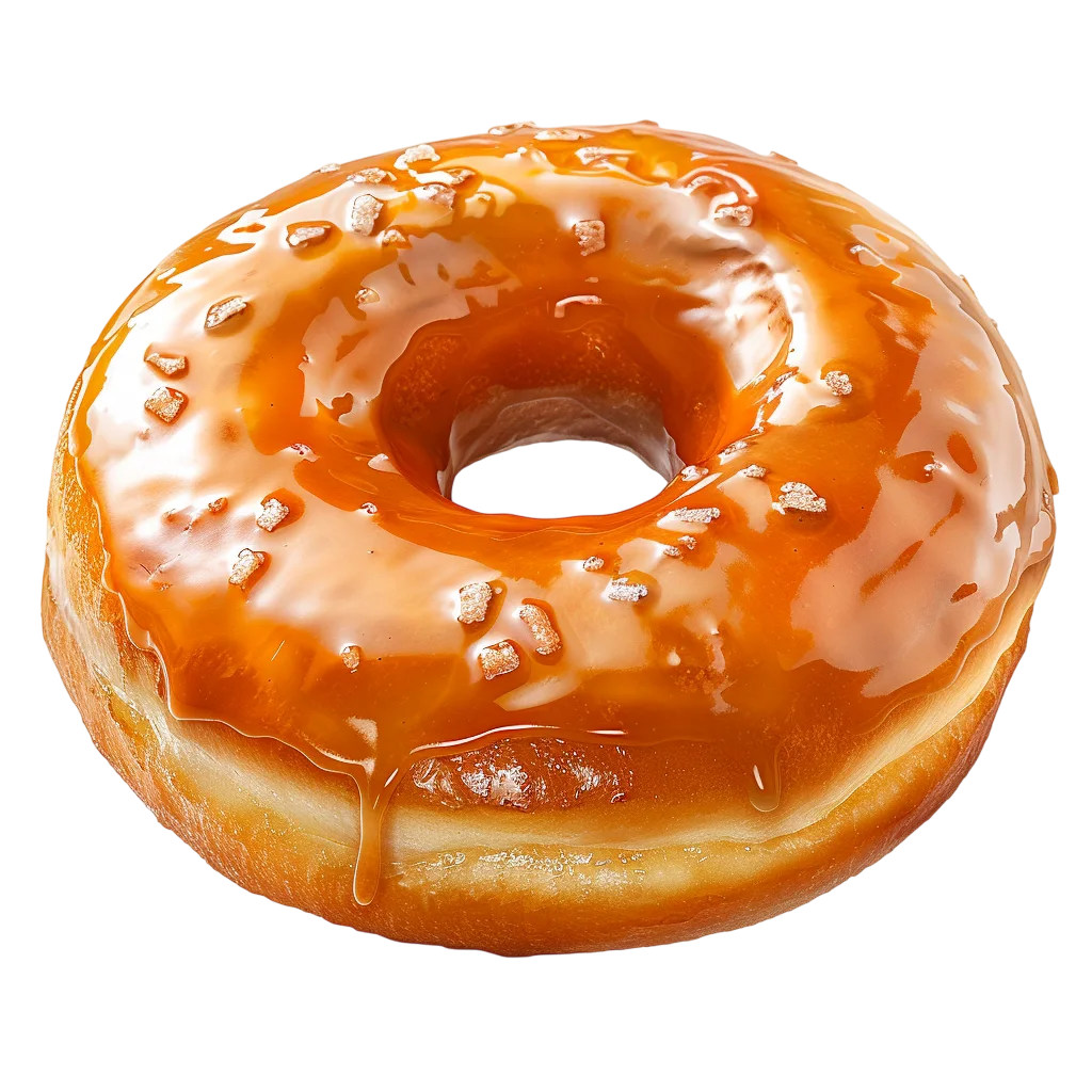 Golden Caramel Glazed Donut Pastry Isolated Free PNG