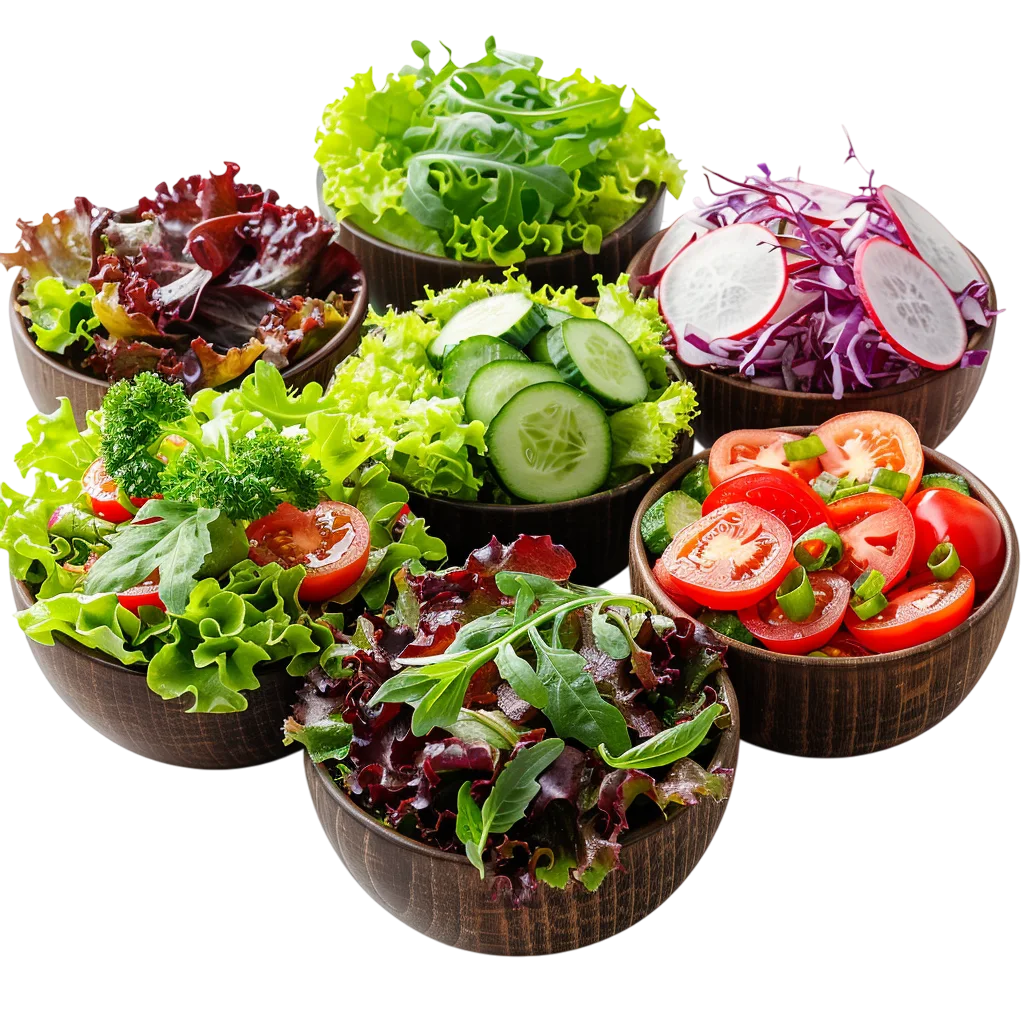 Fresh Mixed Green Vegetable Salad Bowls Free PNG