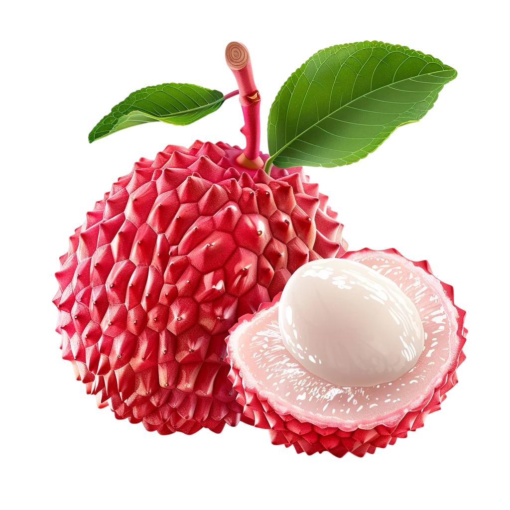 Fresh Peeled Lychee Fruit with White Pulp Free PNG