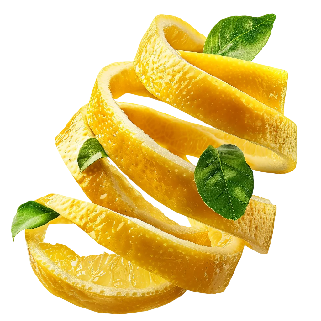 Fresh Lemon Peel Twist with Fruit Slice Free PNG