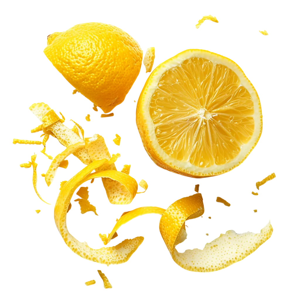 Fresh Lemon Zest Shavings with Citrus Slice Free PNG