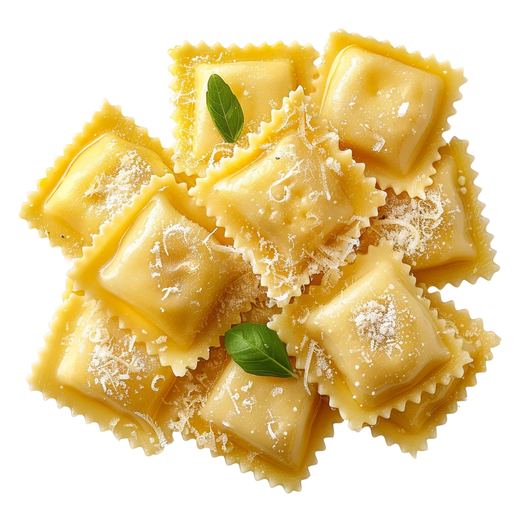 Fresh Cooked Cheese Ravioli Pasta Pile Free PNG