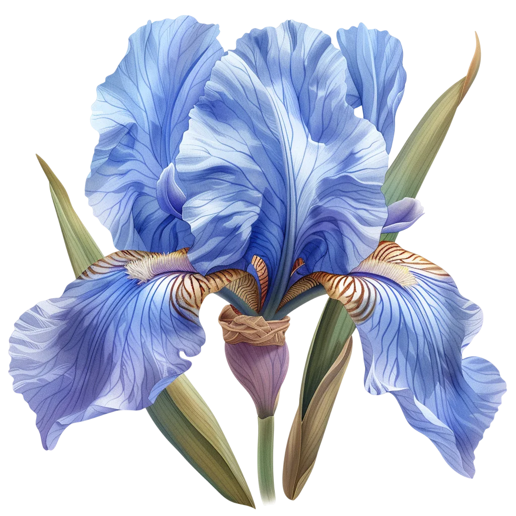 Beautiful Light Blue Iris Flower Bloom Free PNG