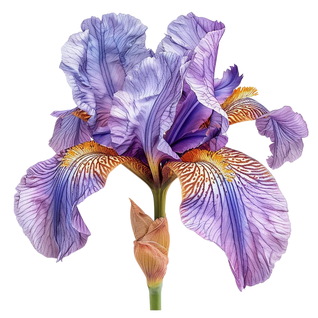 Blooming Purple Iris Flower Isolated Free PNG