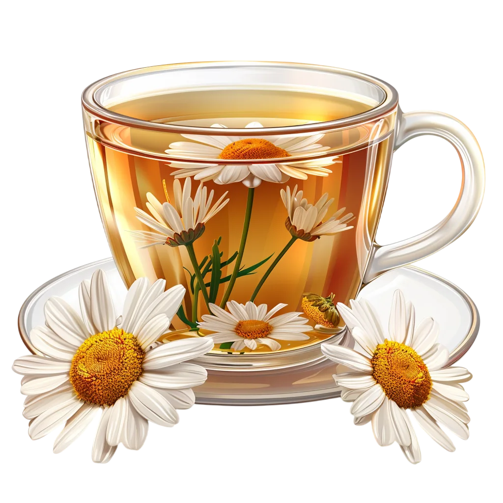 Chamomile Herbal Tea Cup with Flowers Free PNG