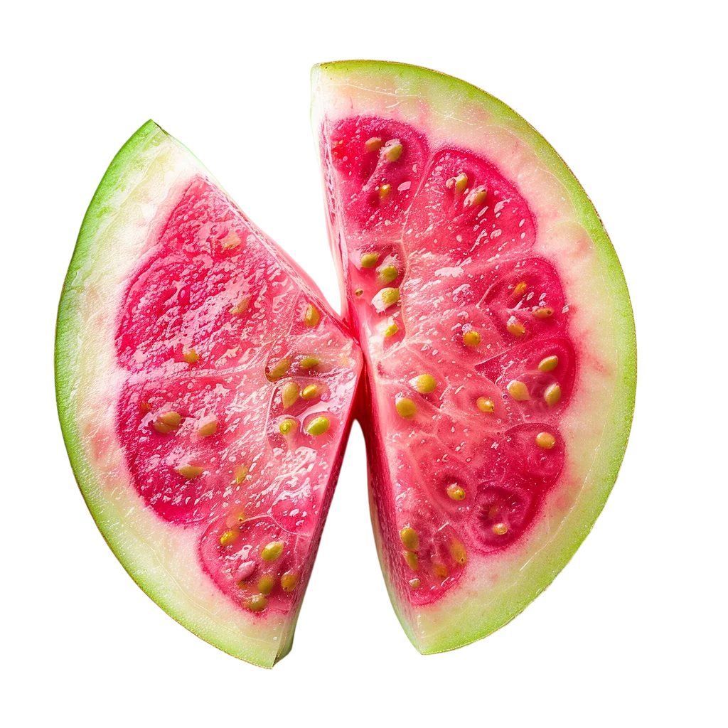 Fresh Ripe Pink Guava Fruit Halves Cutout Free PNG