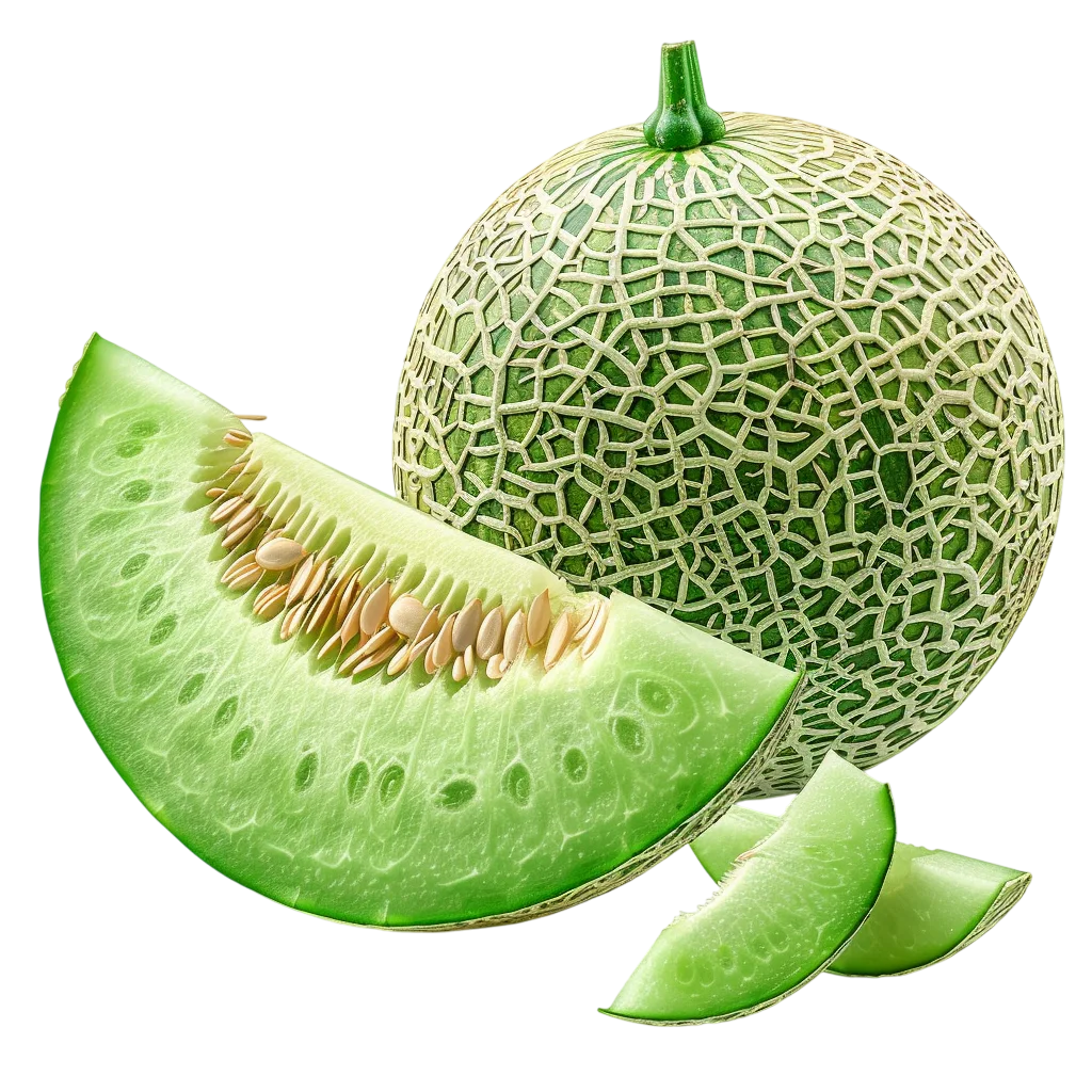 Whole and Sliced Honeydew Melon Free PNG Fruit Clipart