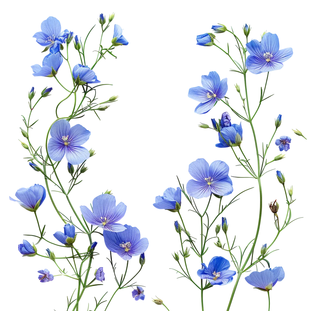 Blue Flax Botanical Flowers Free PNG Clipart Border