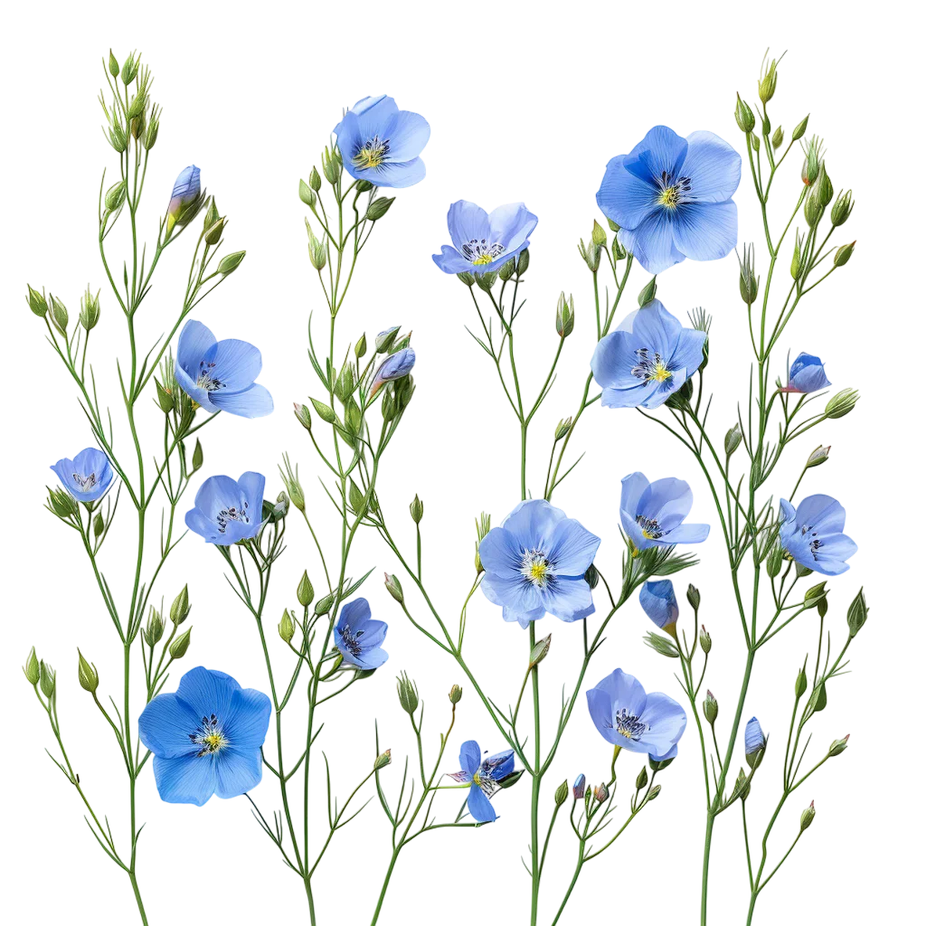 Blue Flax Wildflowers Pattern Free PNG Floral Clipart