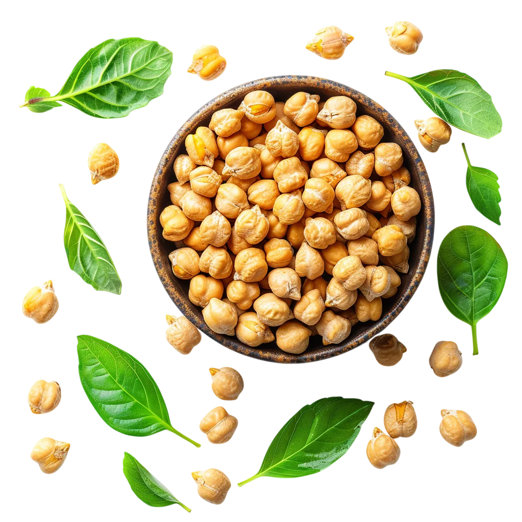 Chickpeas in Wooden Bowl with Mint Free PNG Clipart