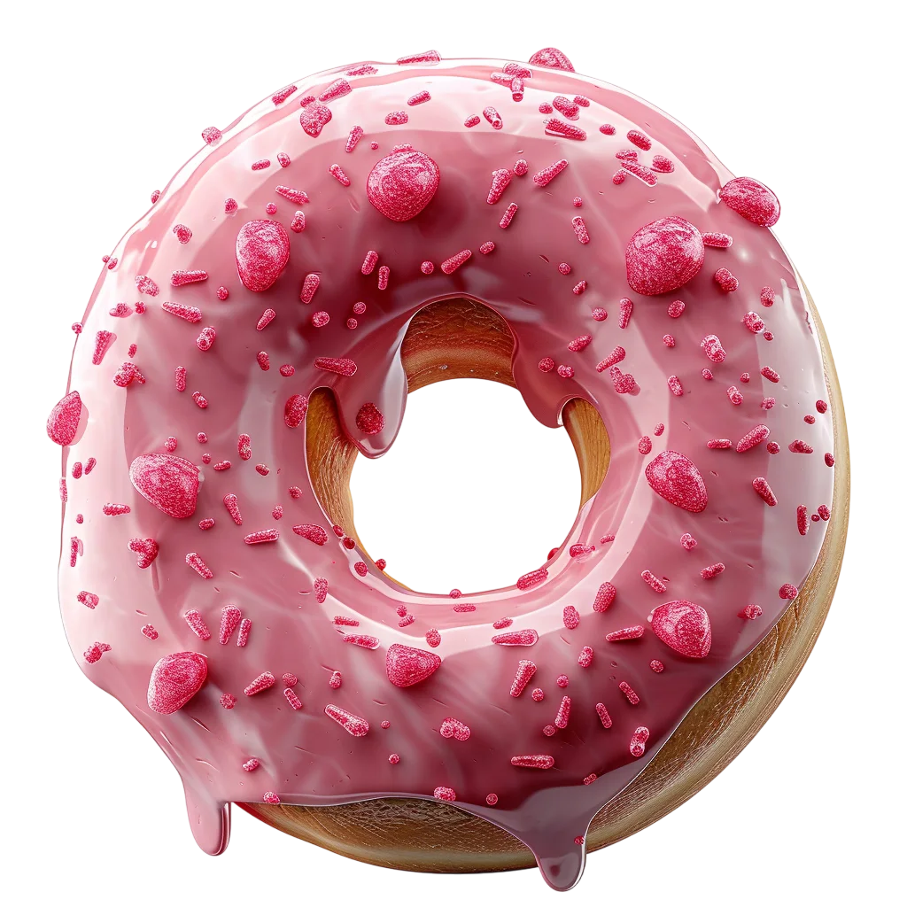 Pink Glazed Doughnut Top View Free PNG Clipart
