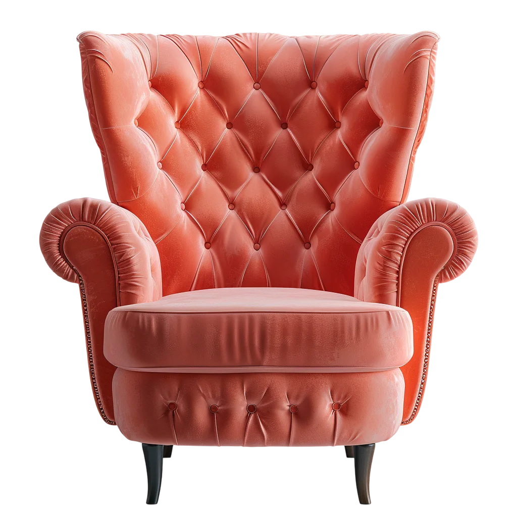 Pink Tufted Velvet Armchair Living Room Free PNG