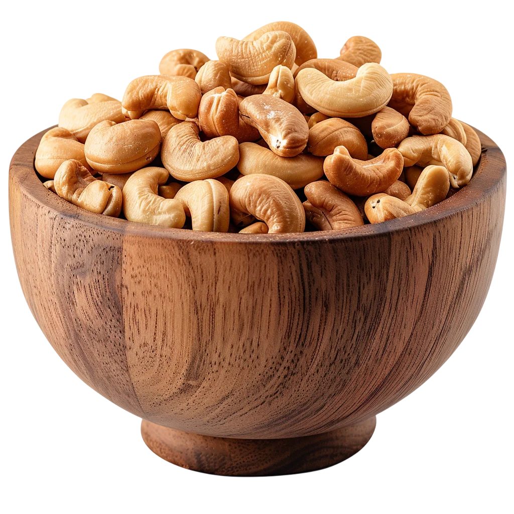 Cashews in Wooden Bowl Healthy Snack Free PNG