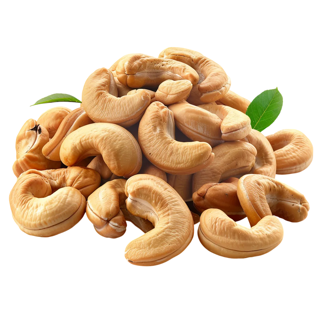 Cashew Nuts Pile with Leaves Isolated Free PNG