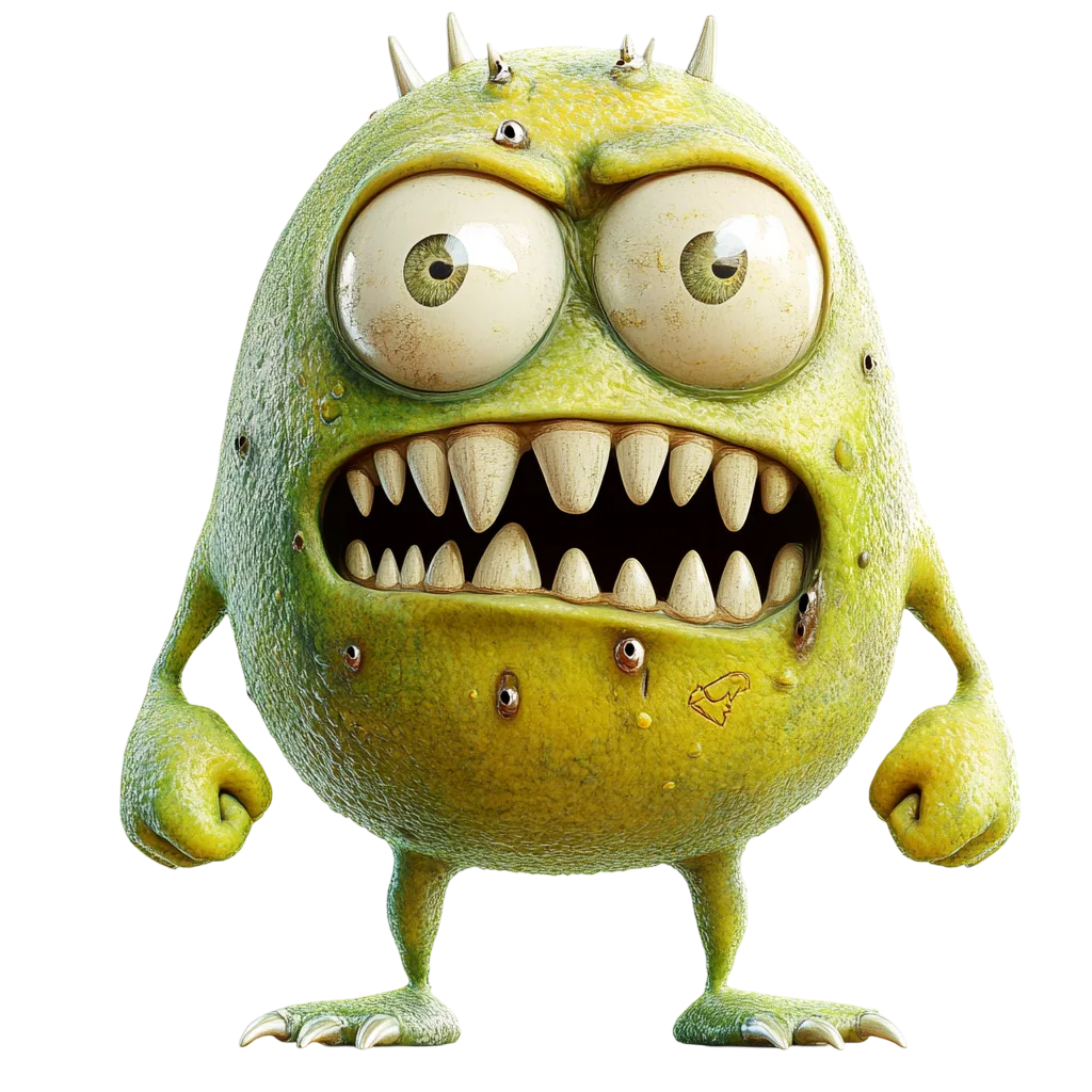 Wide-Eyed Green Monster Character – Free PNG