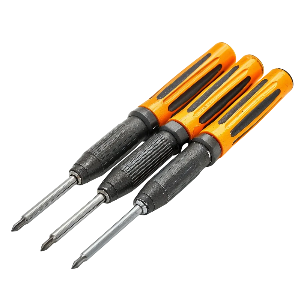Three Orange and Black Screwdrivers Free PNG