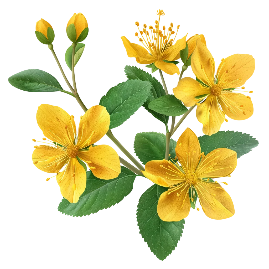 Golden Yellow Flowers and Green Leaves Free PNG