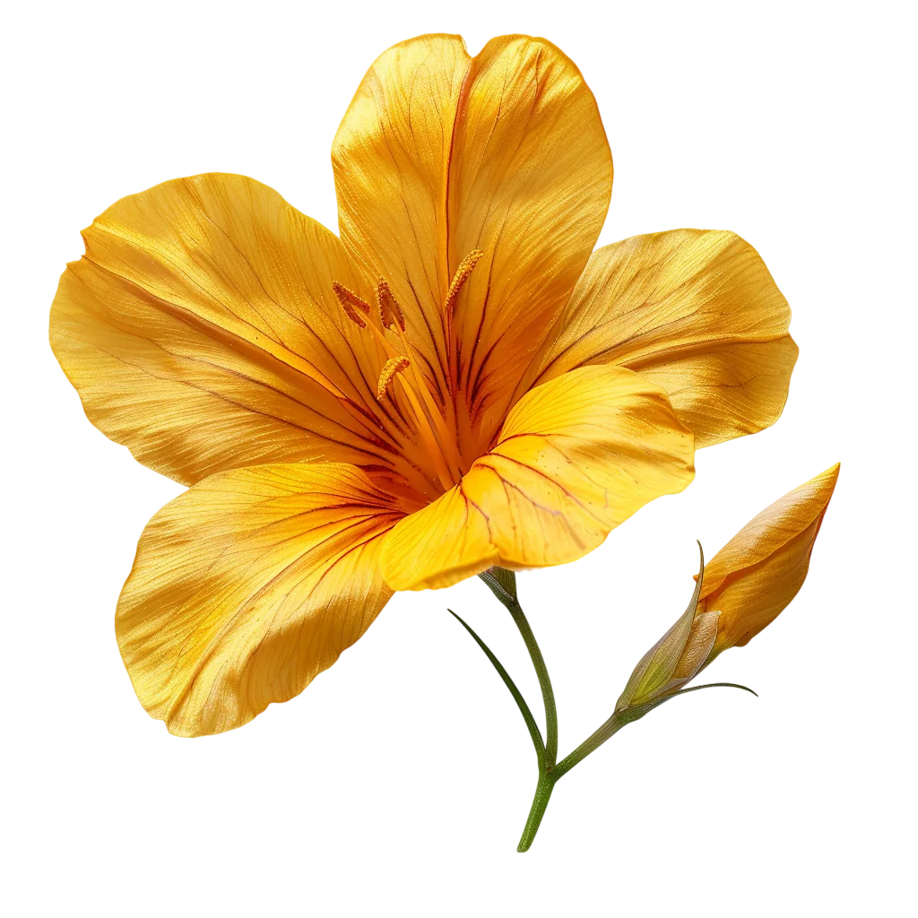 Golden Orange Lily Flower with Bud - Free PNG