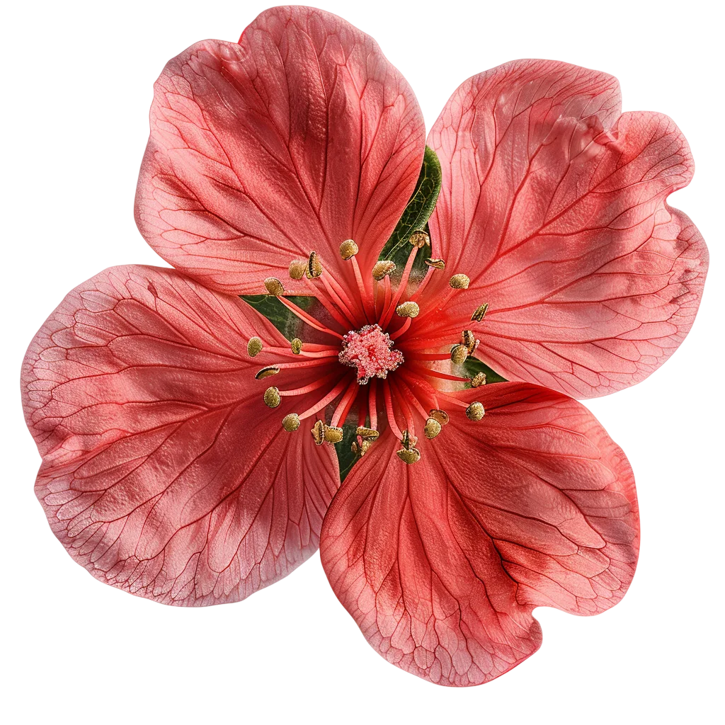 Coral Pink Hibiscus Flower with Veined Petals - Free PNG