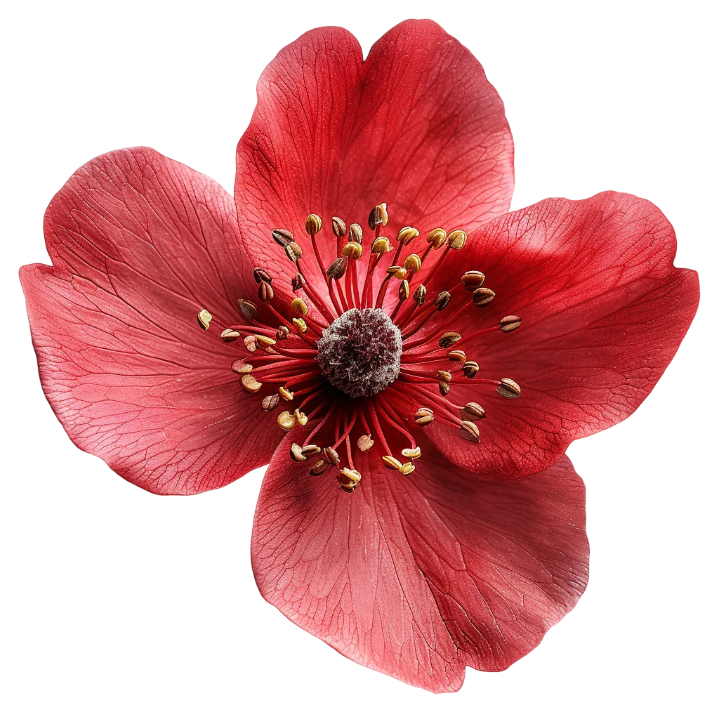 Vibrant Red Flower with Detailed Petals | Free PNG