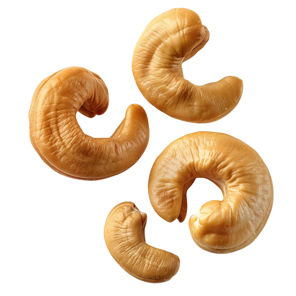 Curved Golden Cashew Kernels Free PNG