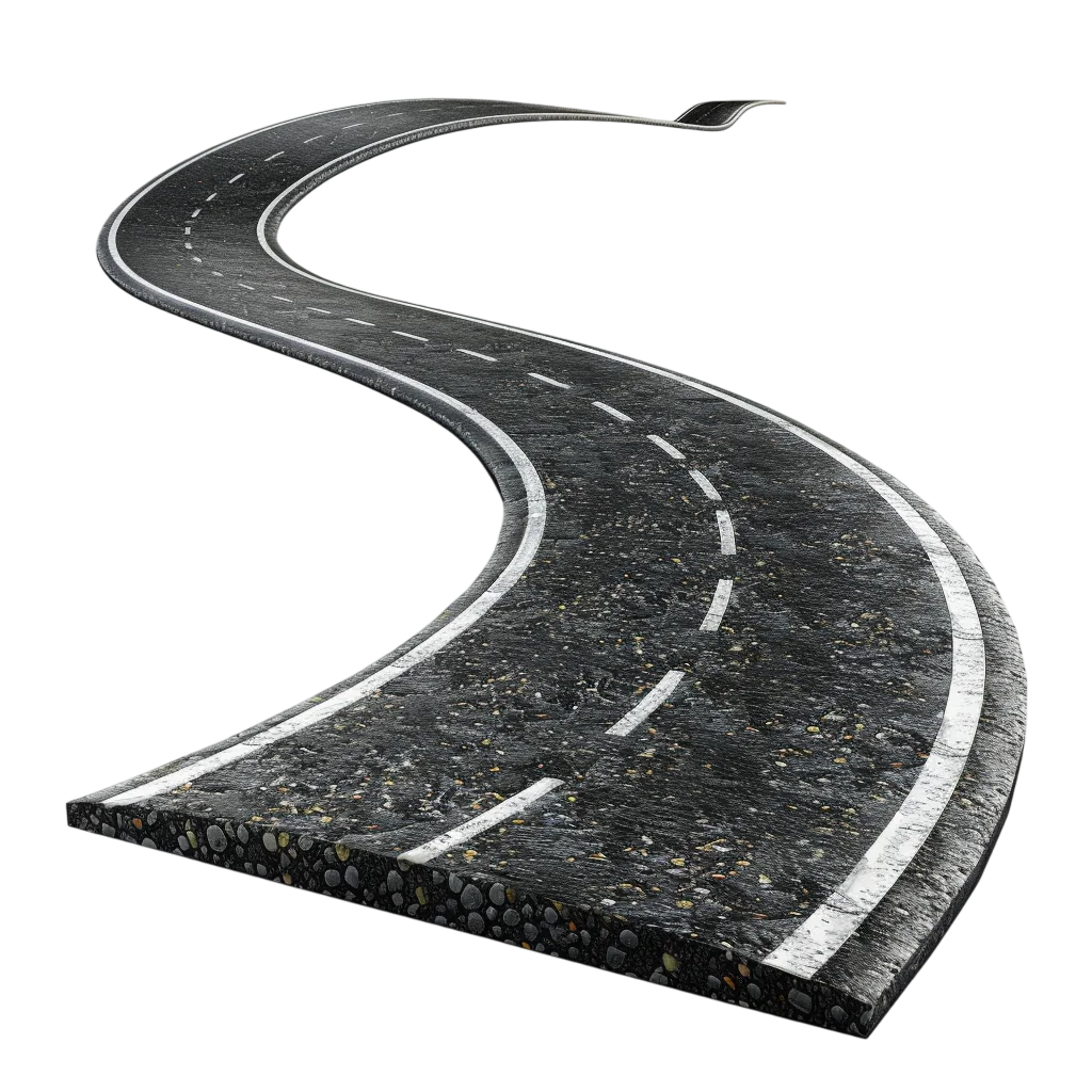 Winding Asphalt Road Section with Markings – Free PNG