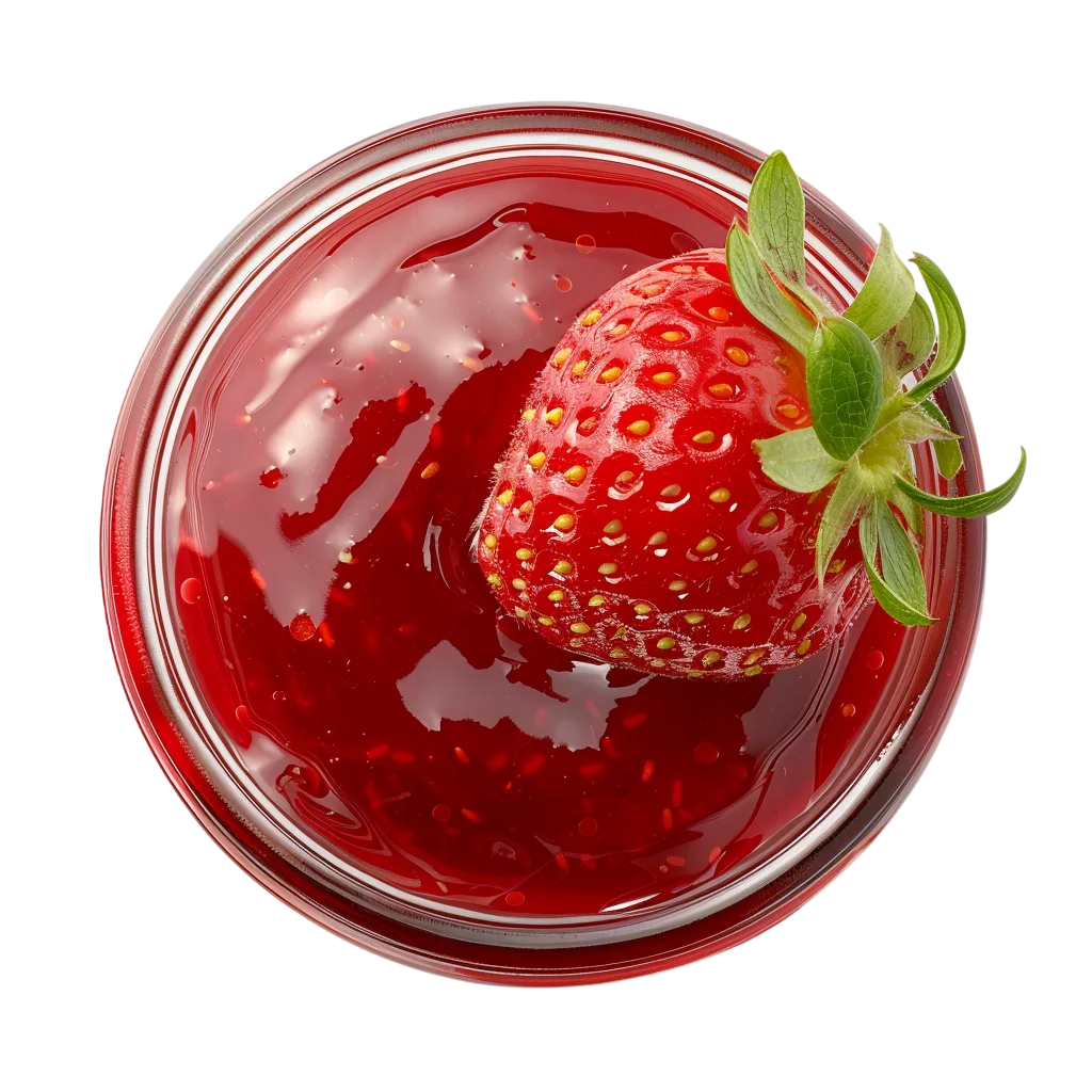Overhead Strawberry in Glossy Red Jelly Free PNG