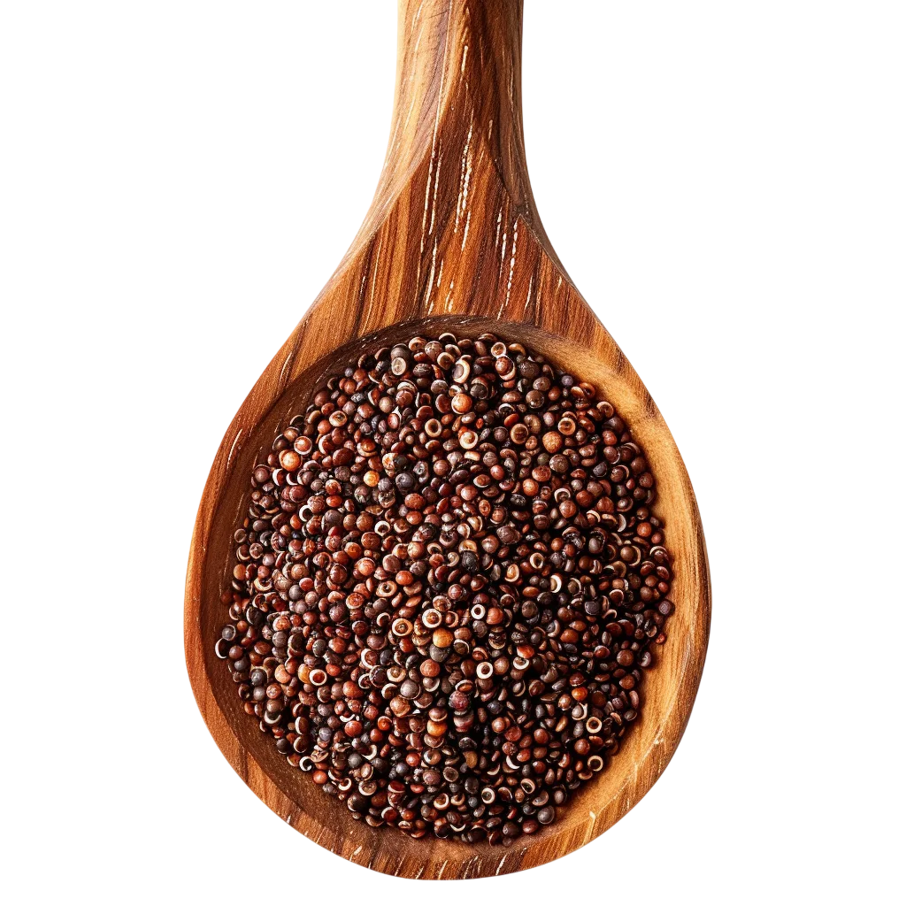 Wooden Spoon Filled with Red Quinoa Seeds Free PNG