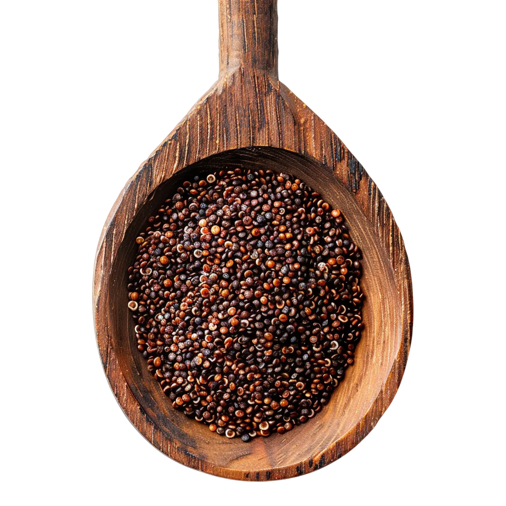 Dark Quinoa Seeds in a Wooden Spoon – Free PNG