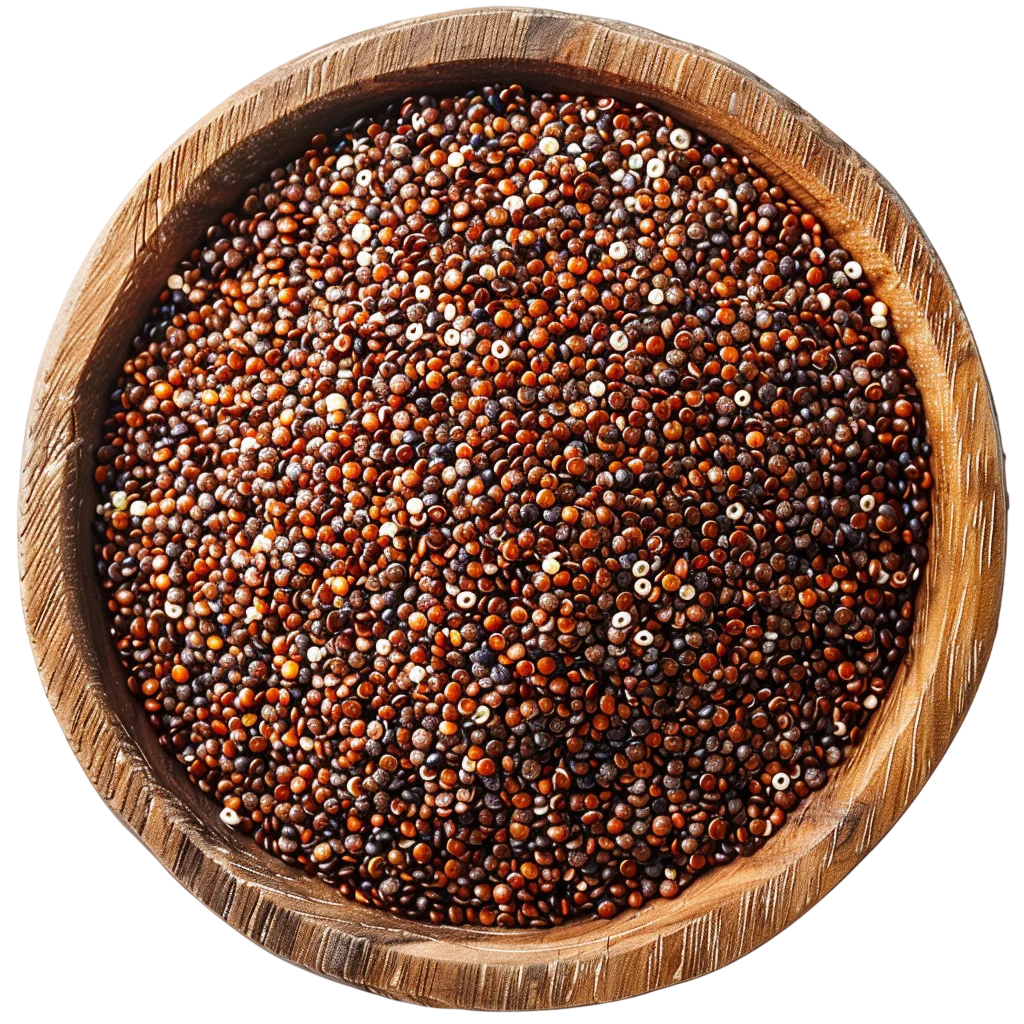 Mixed Quinoa Seeds in a Wooden Bowl Free PNG